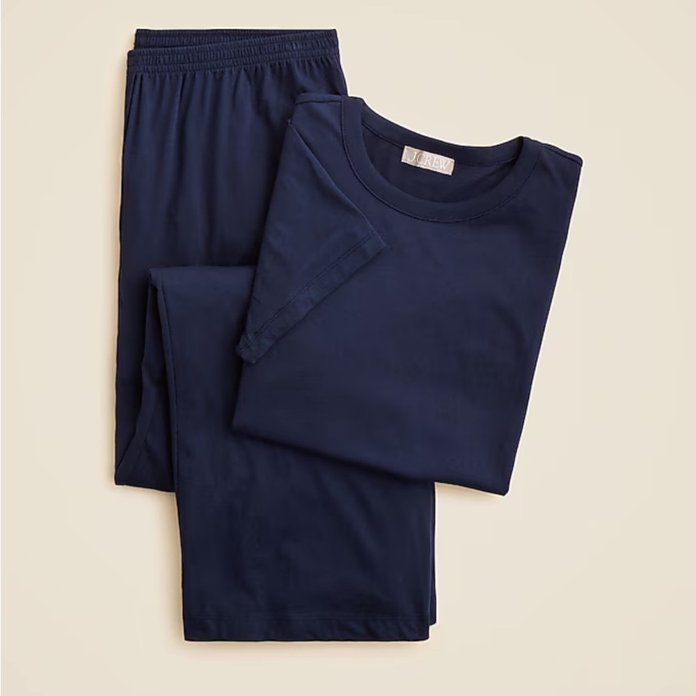 NWT Jcrew Short-sleeve pajama pant set in tissue crepe navy medium